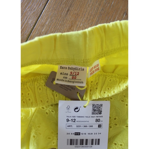 Zara Baby Girls NWT Yellow Floral Embroidered Shorts 9-12 Months - Picture 4 of 5